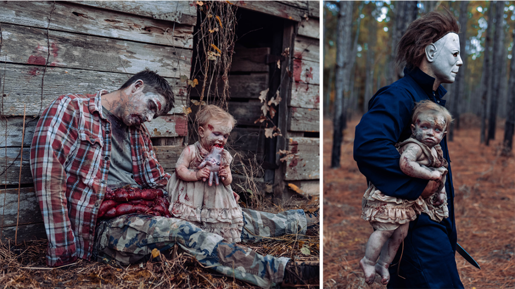 Dad and Daughter in Horror Photoshoot