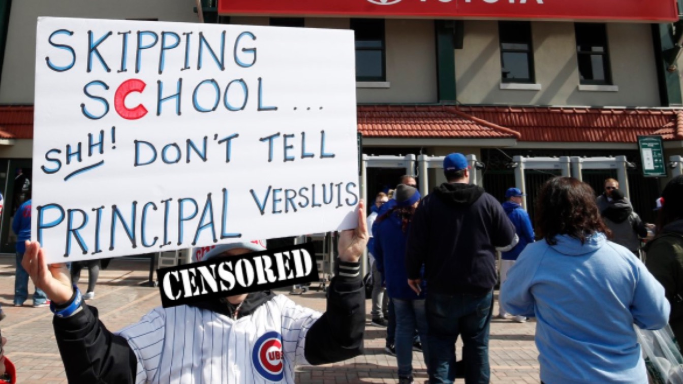 Kid Skips School To Attend Cubs Game With Principal-Taunting Sign