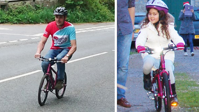 Big Dad Rides Small Bike as a Tribute to Late Daughter