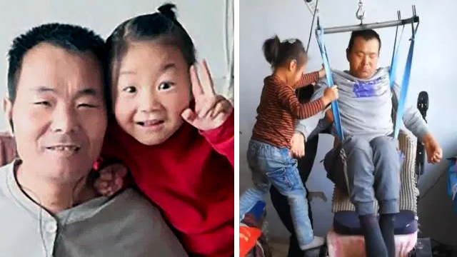Amazing 6-Year-Old Girl Takes Care of Paralyzed Dad