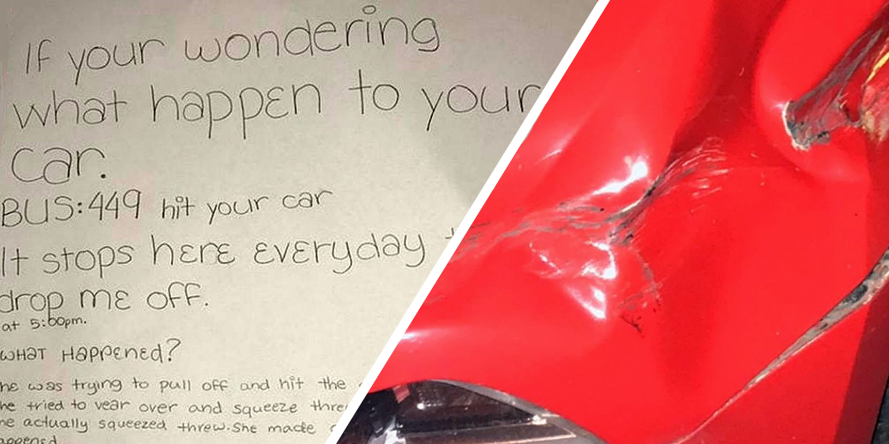School Bus in Alleged Hit-and-Run, 6th Grader Leaves Note on Car