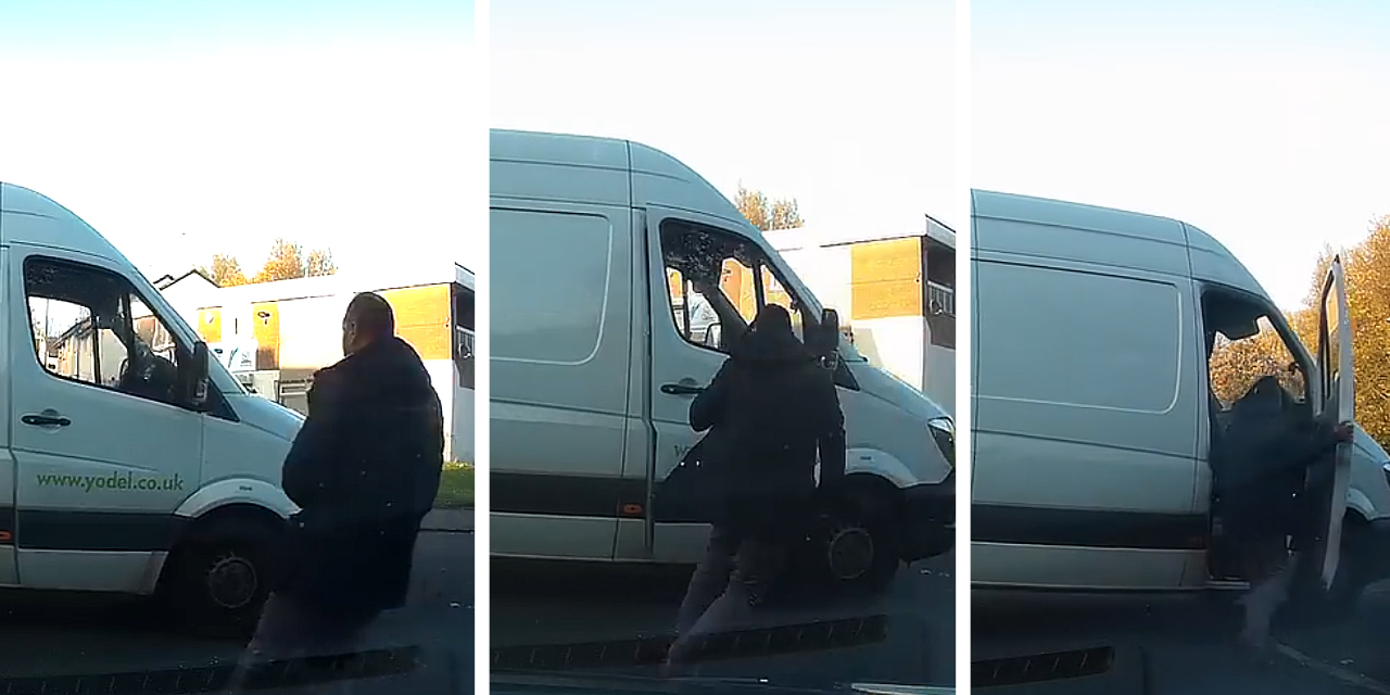 Hero Dad Jumps Into Moving Van to Avert Disaster [WATCH]