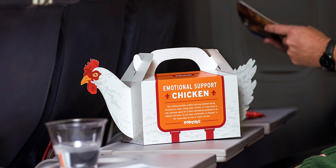 Popeyes Offers an Emotional Support Chicken for Customers Boarding Planes