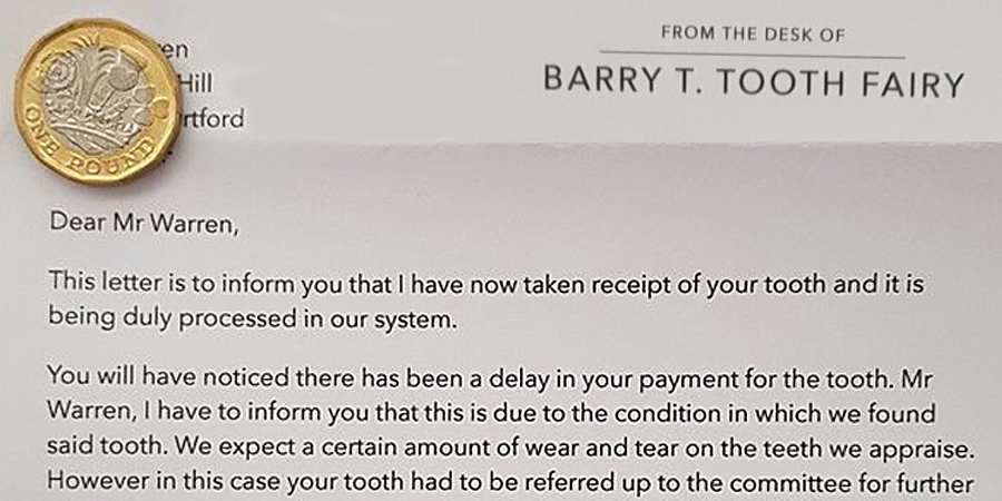 Fed-Up Dad Writes Strongly Worded Letter From Tooth Fairy