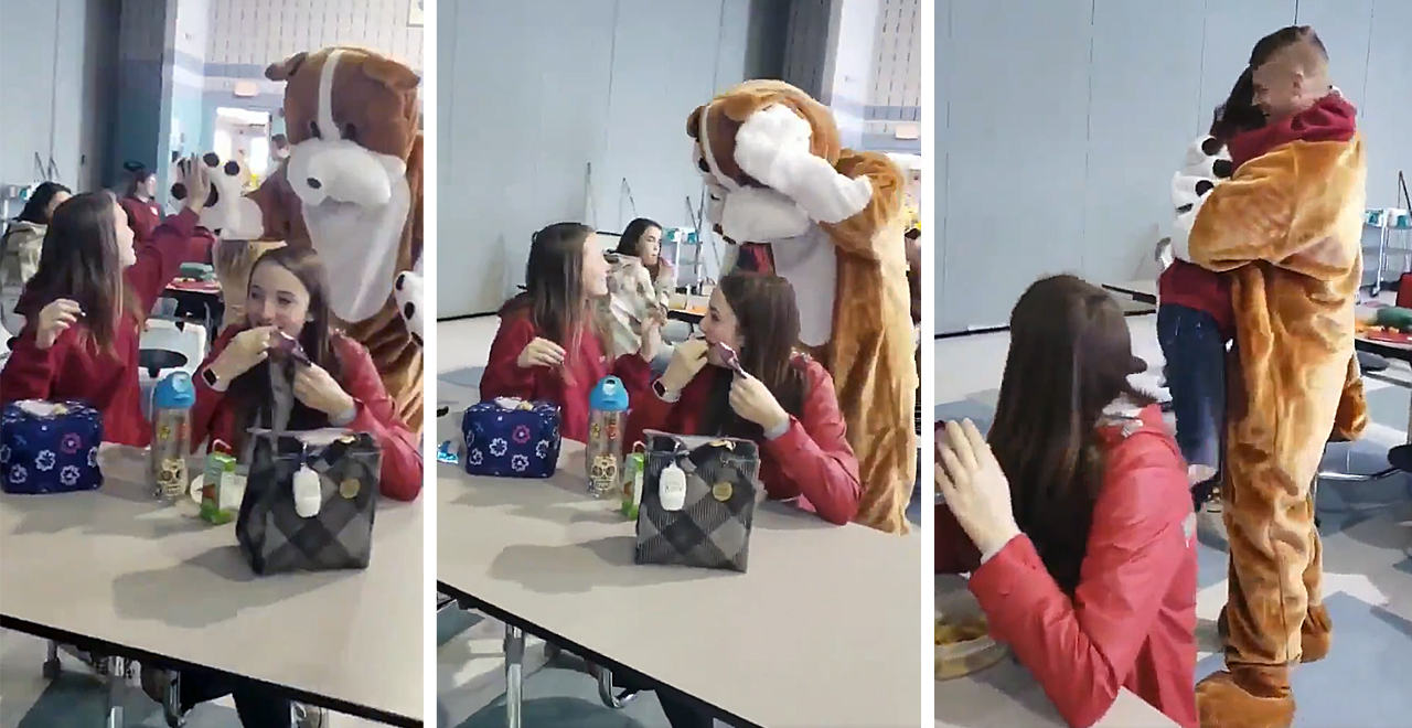 Returning Sergeant Surprises Daughter by Dressing as School Mascot [WATCH]