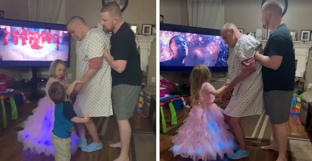 Dad Helps Grandpa Dance With Grandkids