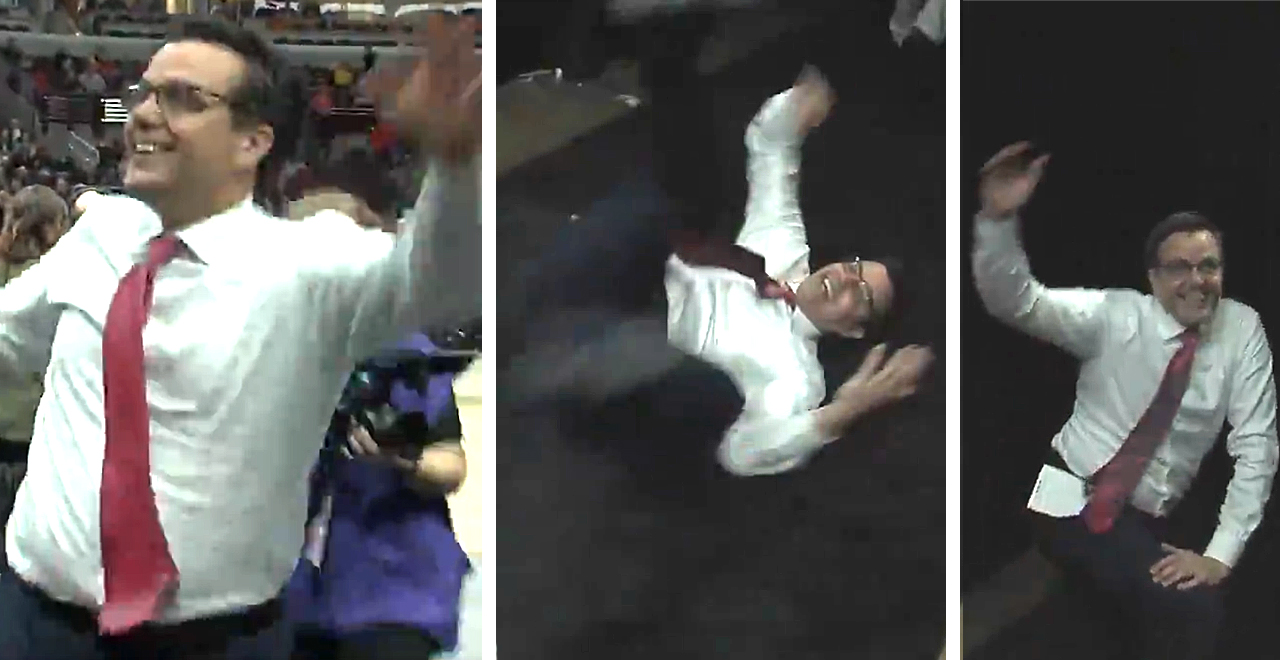 Coach Miles Takes a Tumble