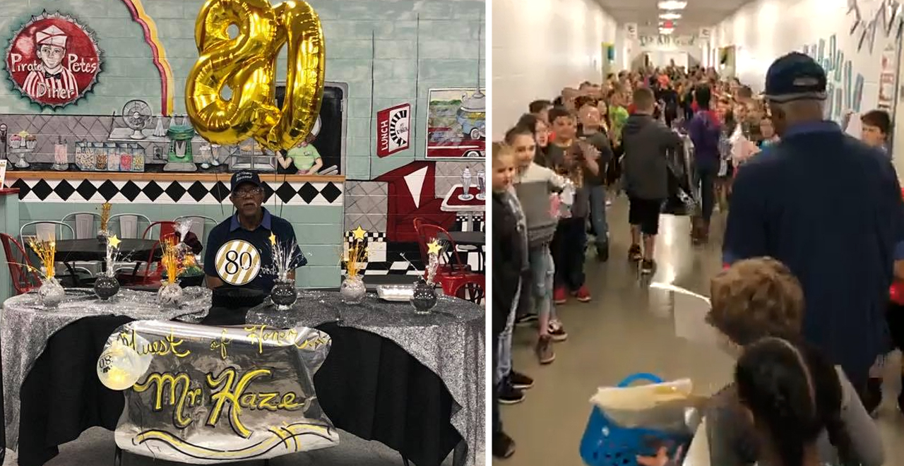 Students celebrate Janitor's 80th