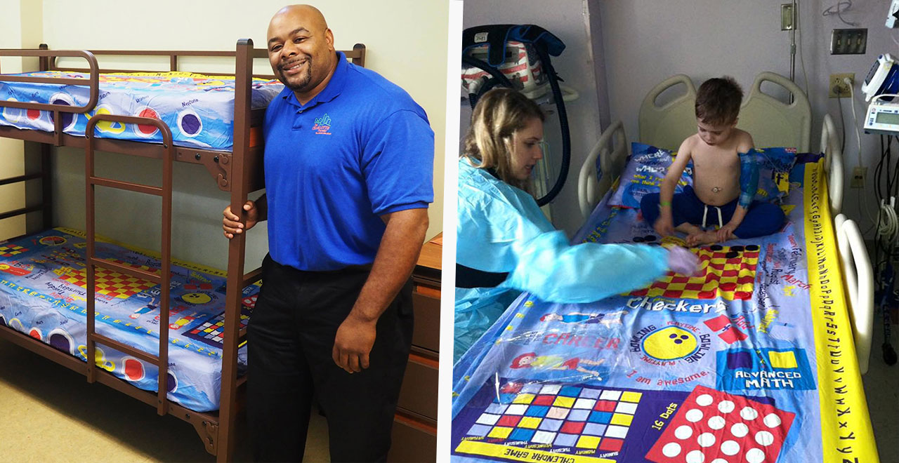 Dad Turns Bedsheets into Boardgames for Kids in Hospital