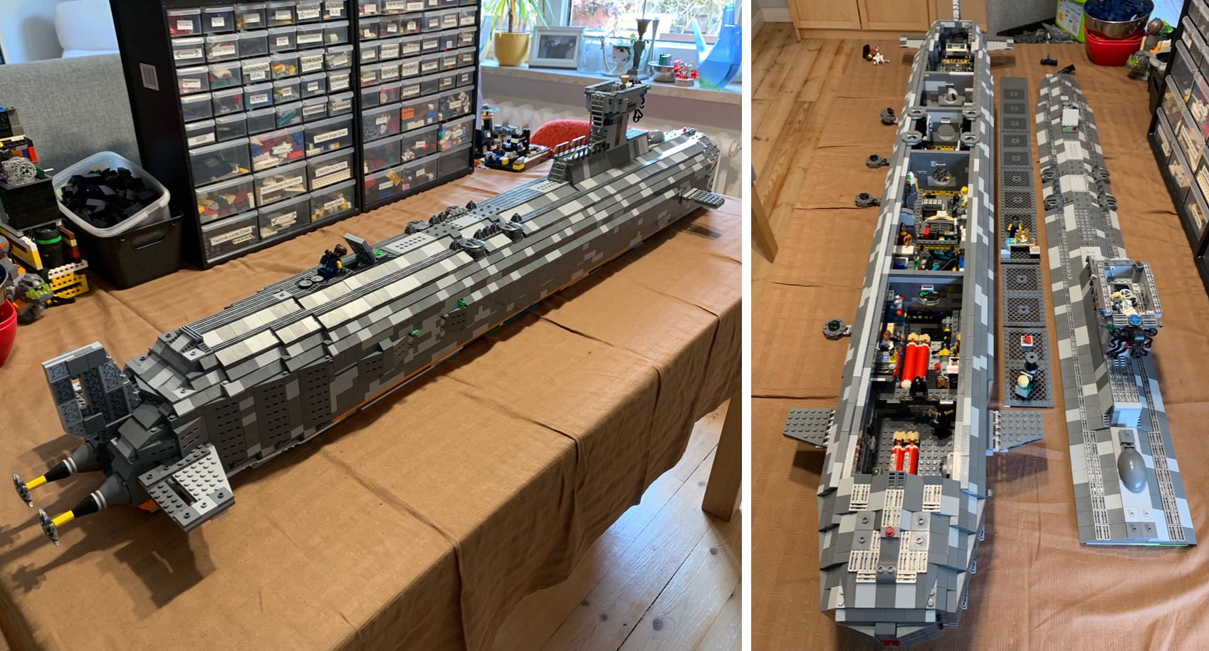 Father and Son Create Massive and Highly Detailed Custom LEGO Submarine