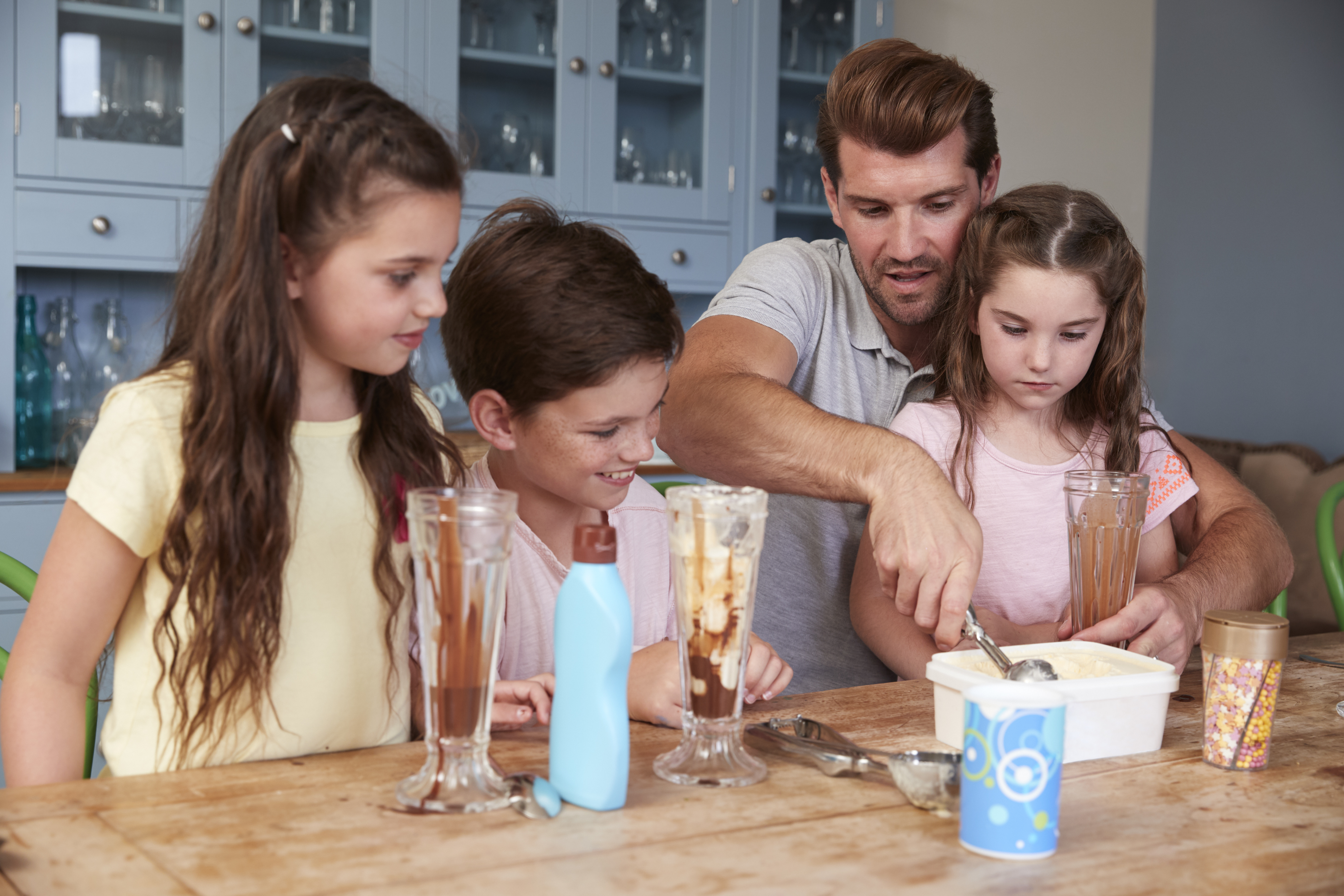 Family Making Ice Cream