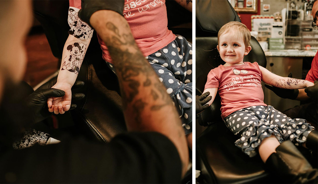3-Year-Old Fighting Rare Cancer Gets Sleeve "Tattoos" Like Daddy