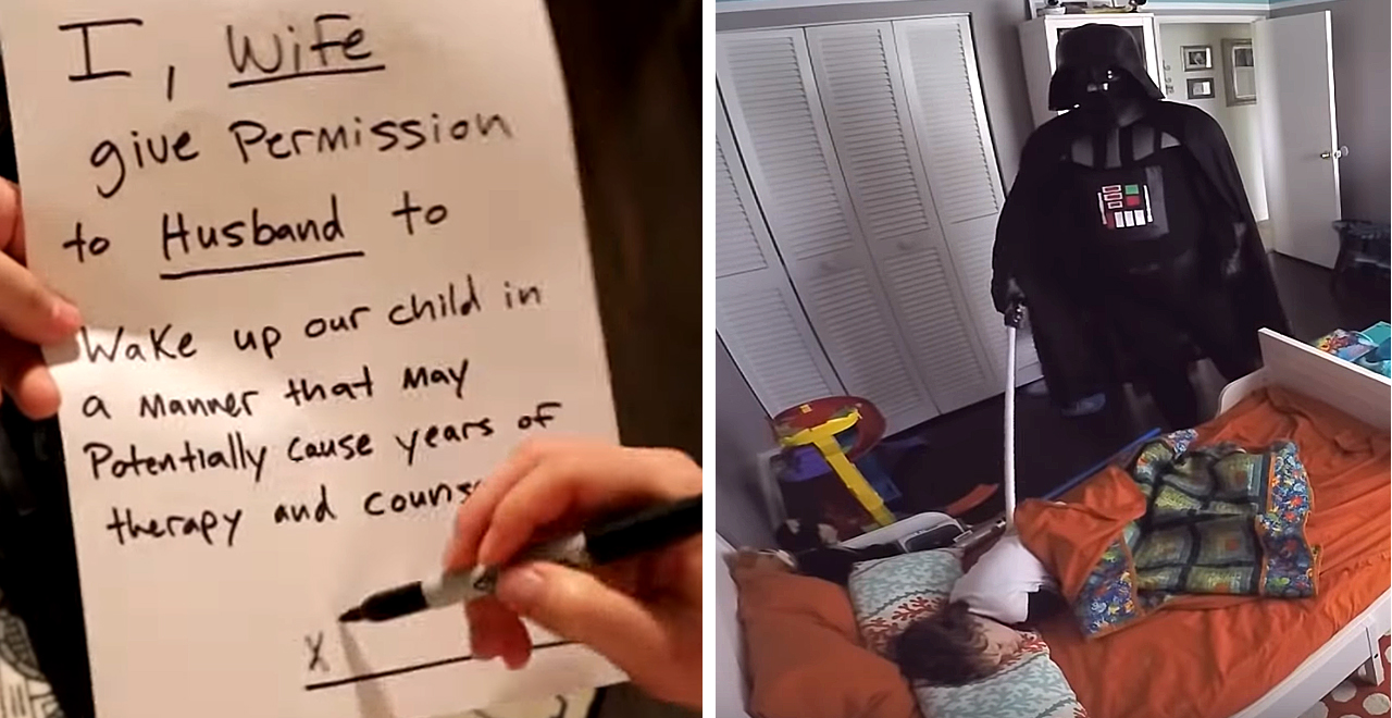Dad Wakes up Toddler Dressed as Vader