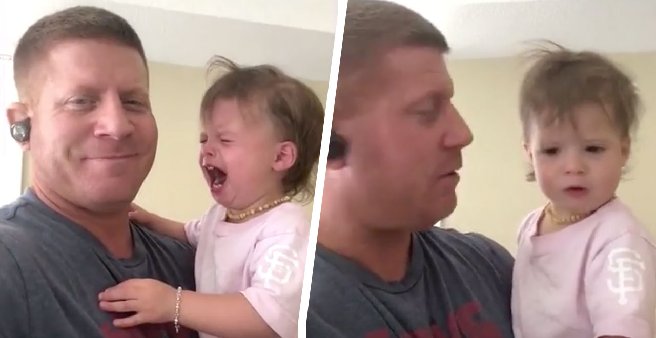 dad and crying toddler