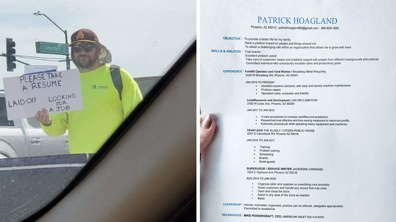 Dad Hands out Resumes at Intersection