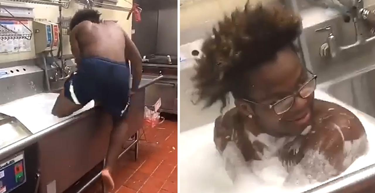 Wendy's Employee Takes a Bath