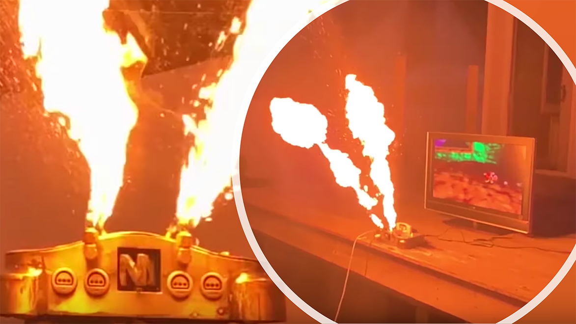 Nintendo 64 With Flamethrowers