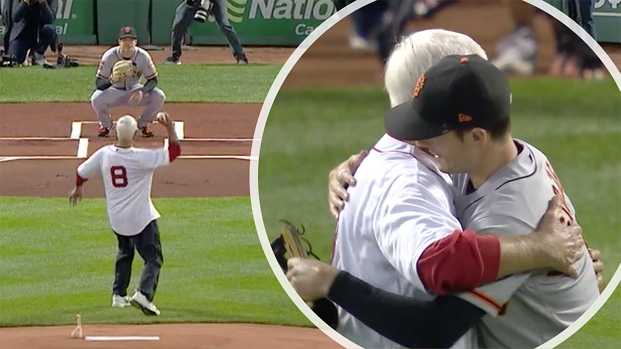 Carl Yastrzemski throws to Mike Yastrzemski.