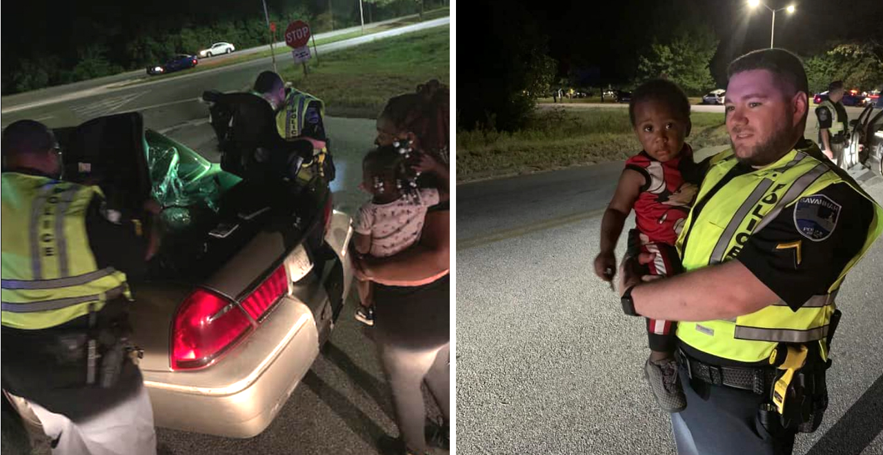 Police Help Mom with Car Seats