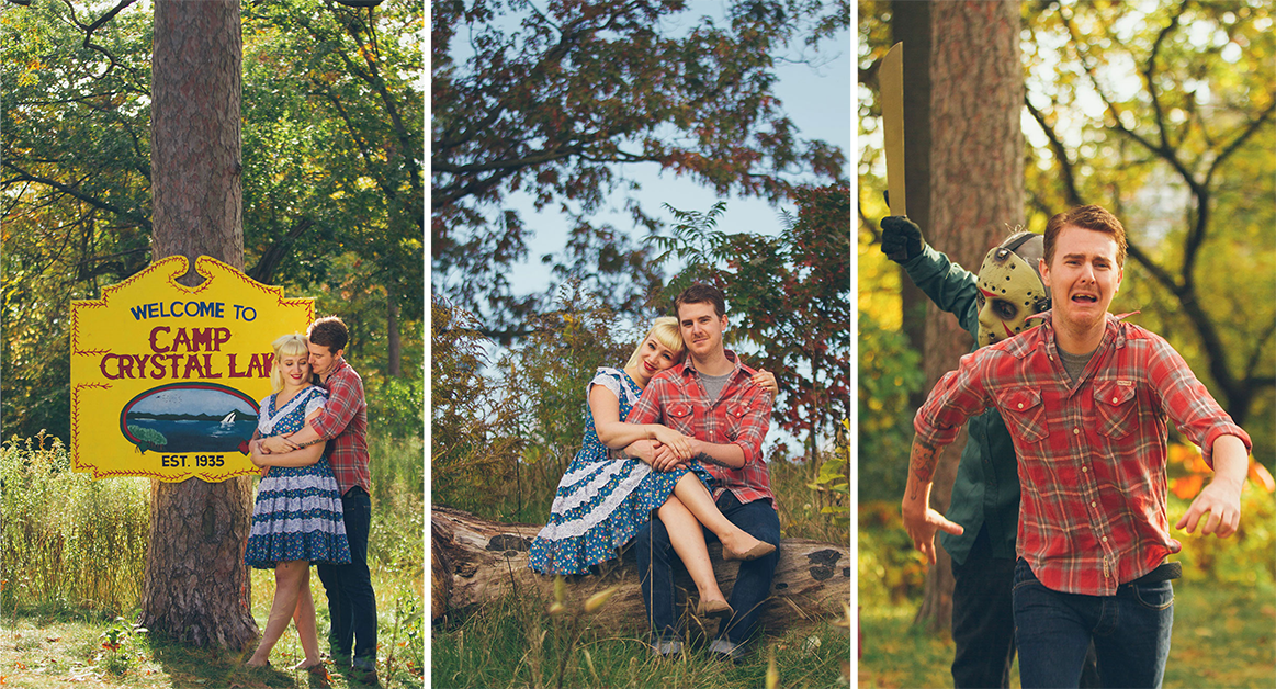 This Engagement Photoshoot at Crystal Lake is Bloody Brilliant