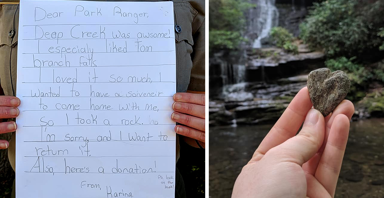 Girl Returns Rock to National Park