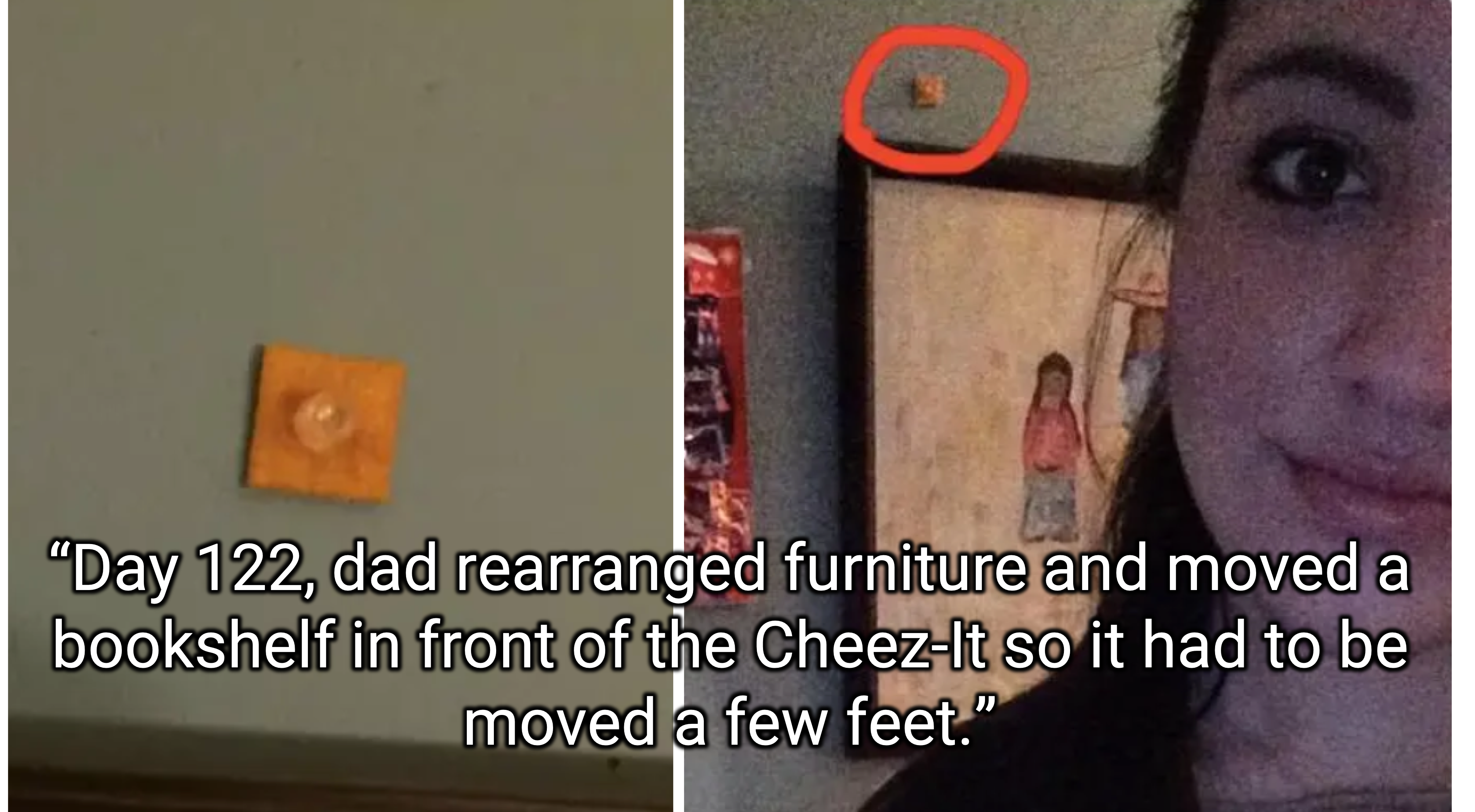 Daughter Sticks Cheez-It To Dad's Wall—Goes Unnoticed for 4 Years