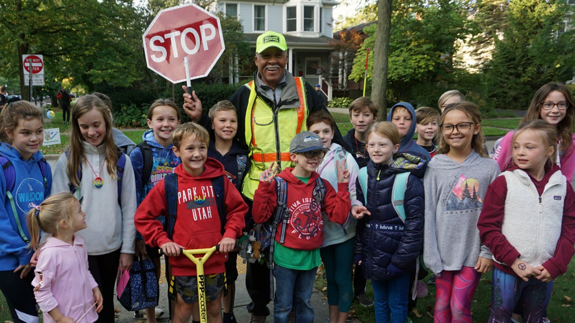 Over 100 Show Up To Celebrate Beloved Crossing Guard's 80th Birthday