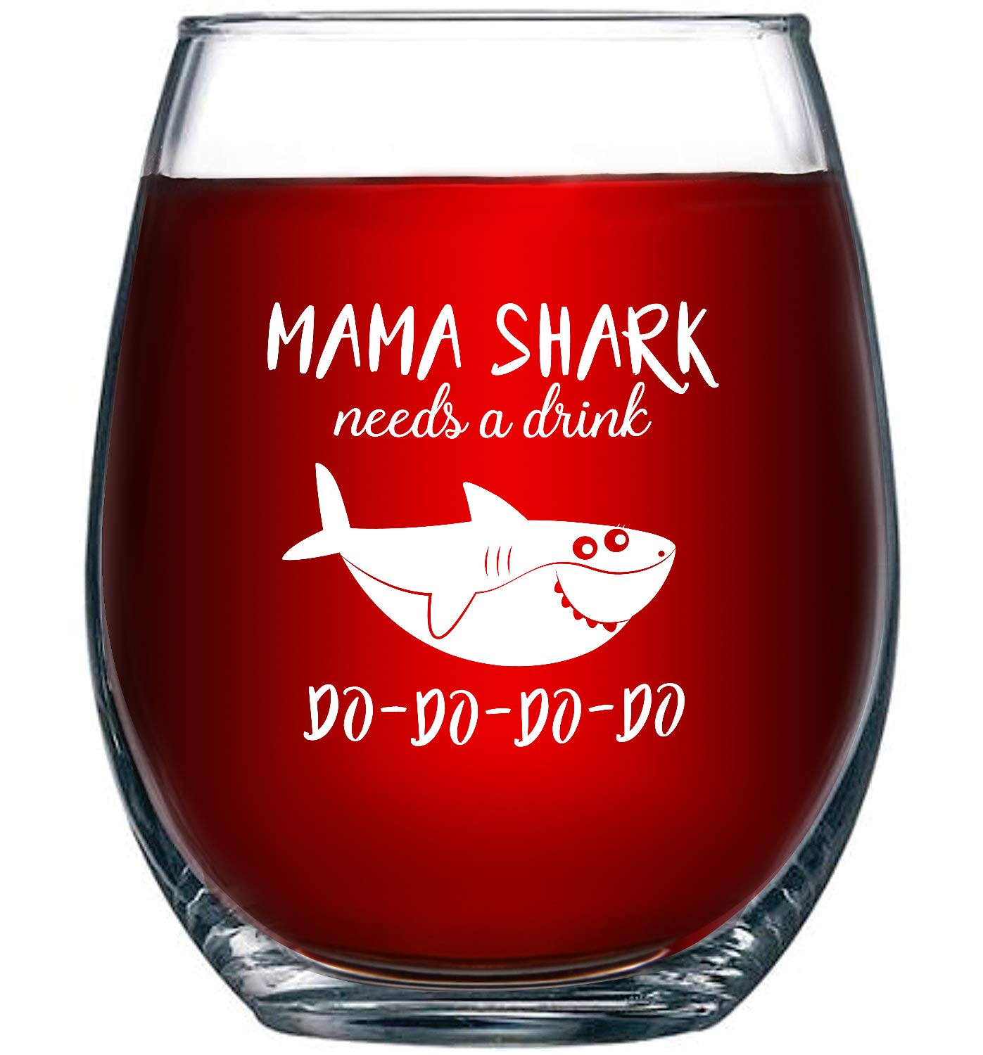 Mama Shark Needs a Drink Wine Glass-best gifts for moms