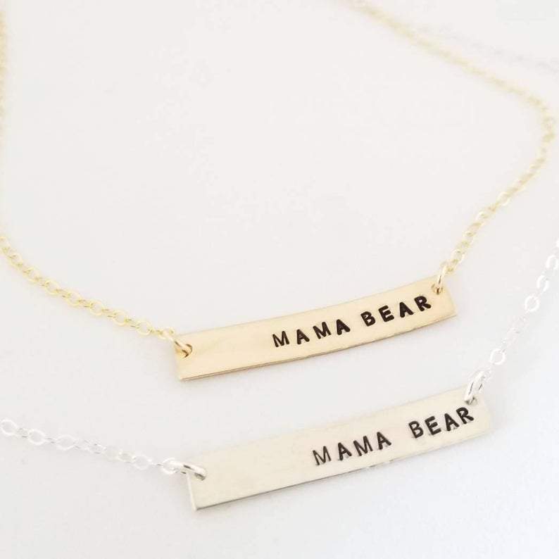 Rockaway Gypsea Mama Bear Bar Necklace- best gifts for moms