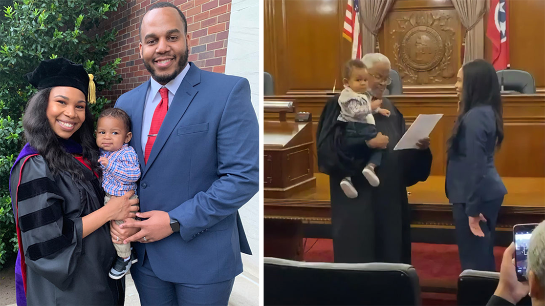 Judge Dinkins Holds Baby