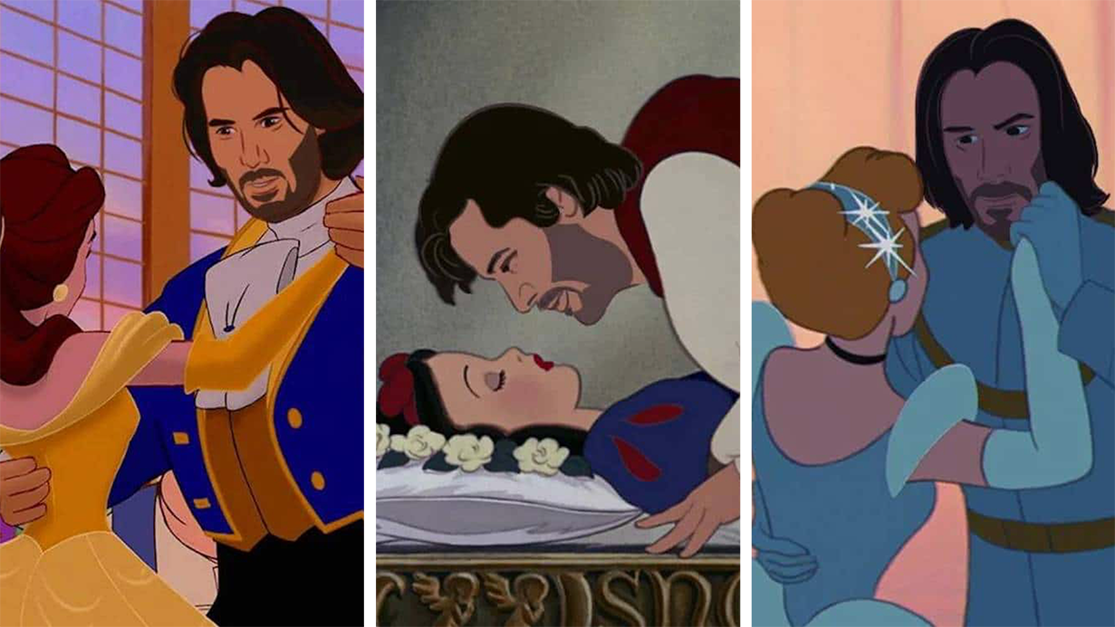 Artist Reimagines Keanu Reeves as 'The One' for Every Disney Princess