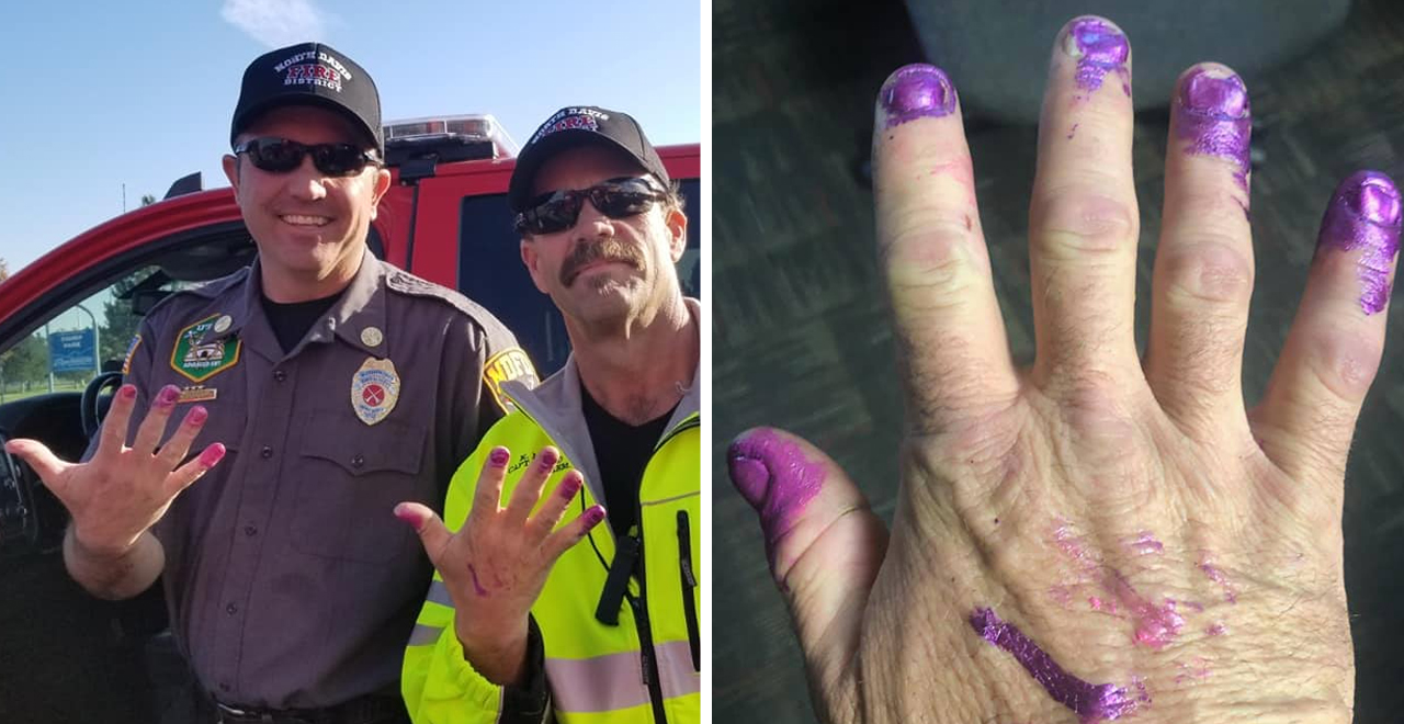 2yo Paints Firefighters Nails