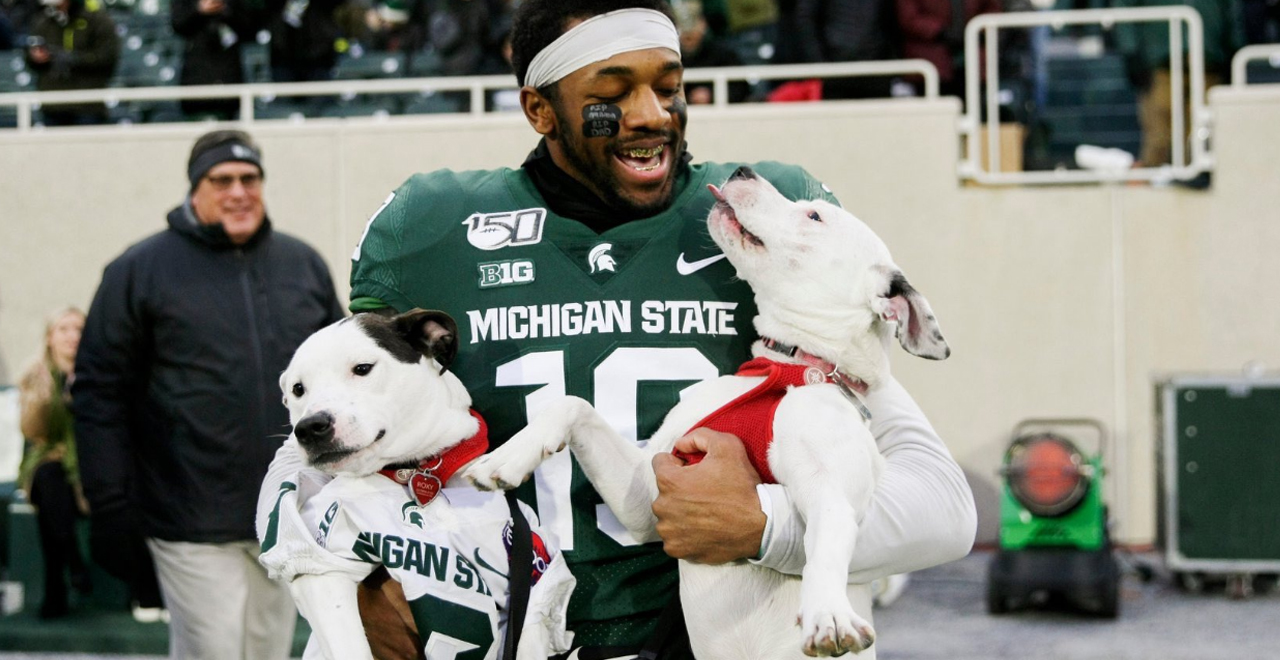 Football Player Takes to Field With Dogs After Losing Both Parents