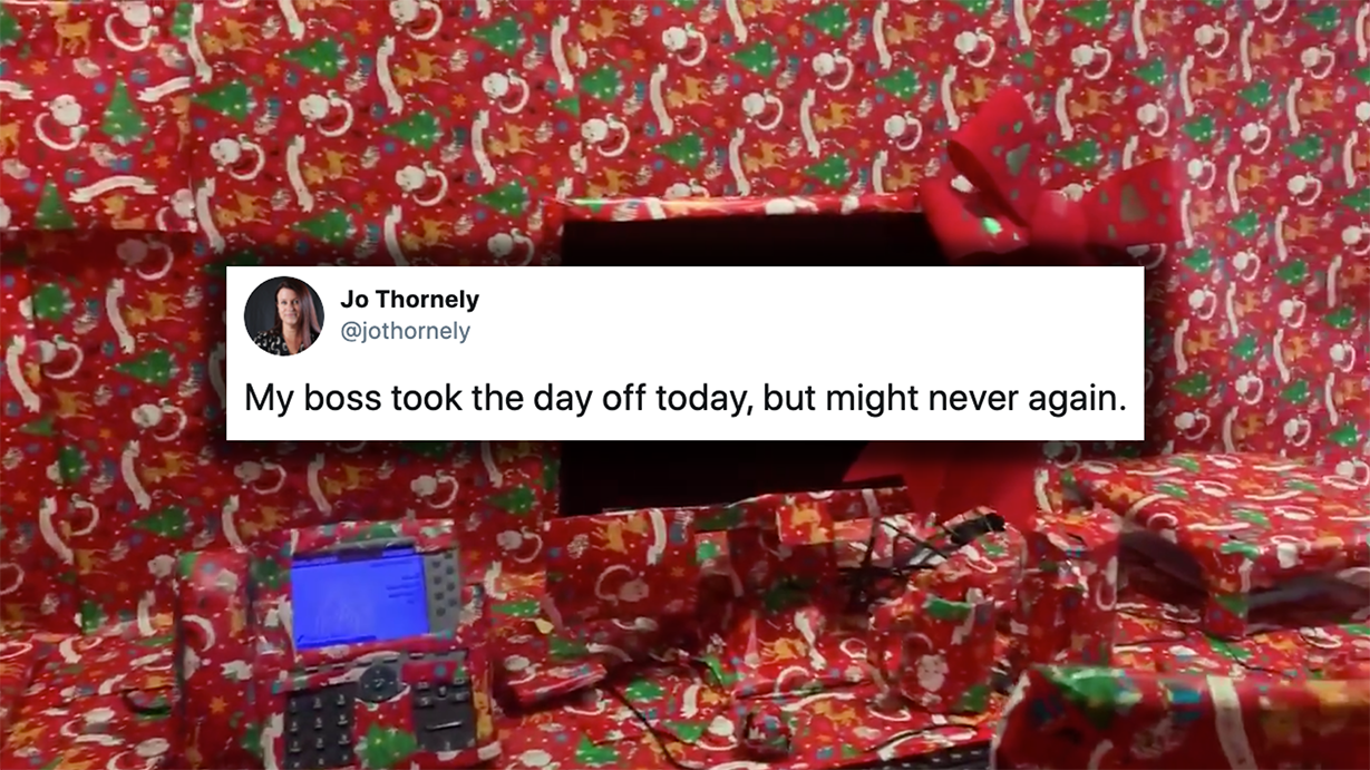 Employee Weaponizes Holiday Cheer by Gift-Wrapping Boss's Entire Office