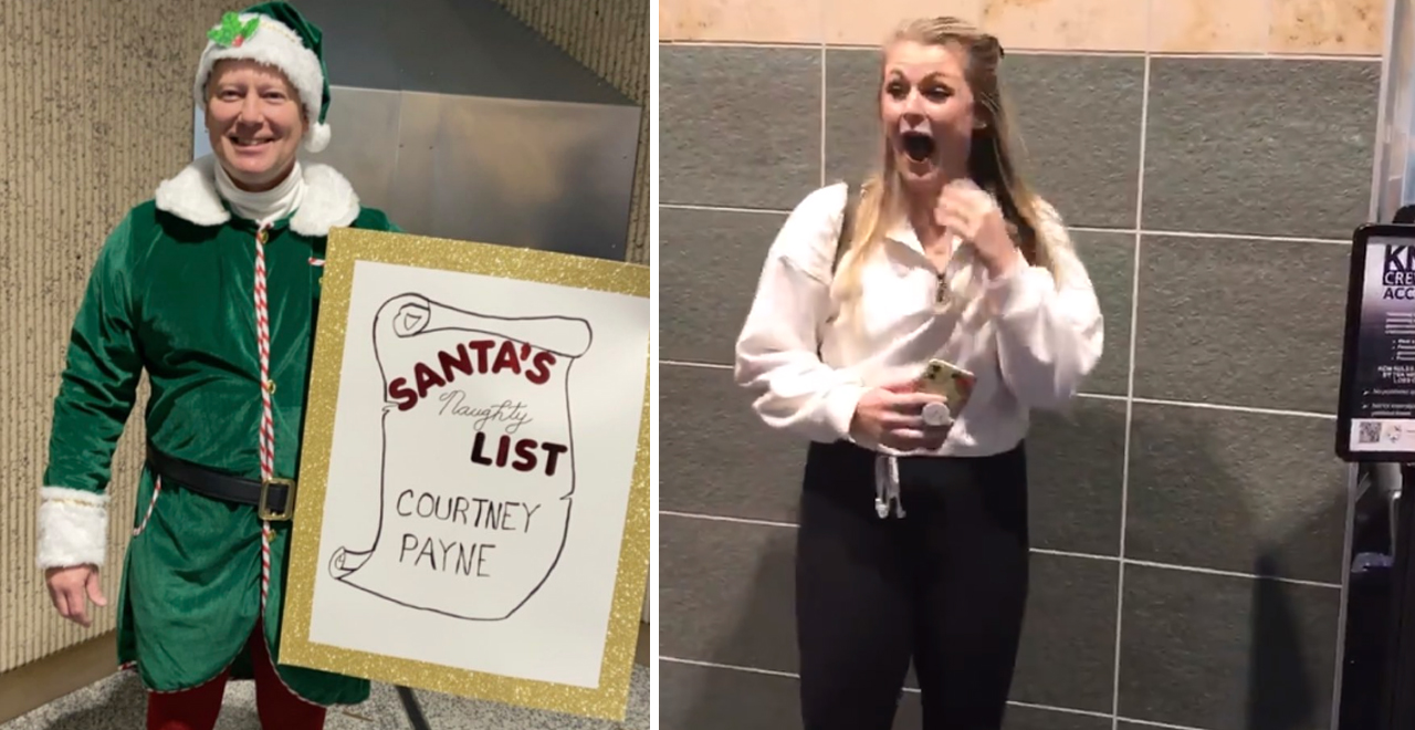 Dad Picks up Daughter in Elf Costume