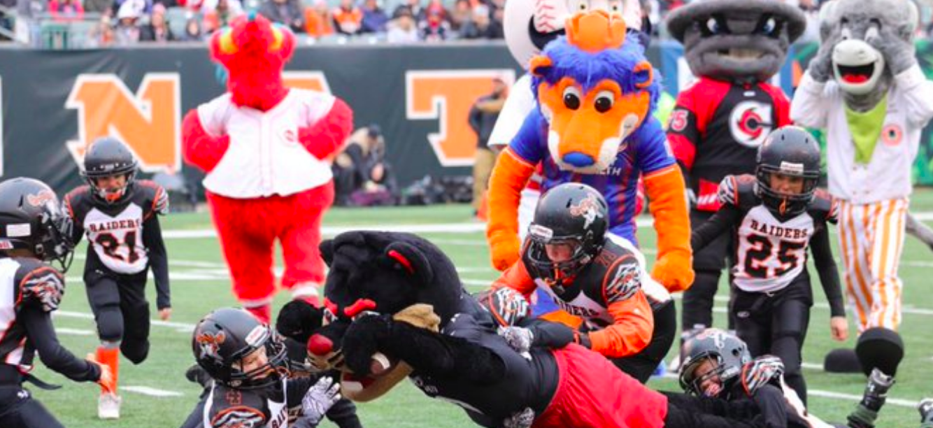 Bengals Mascot Bulldozes Kids