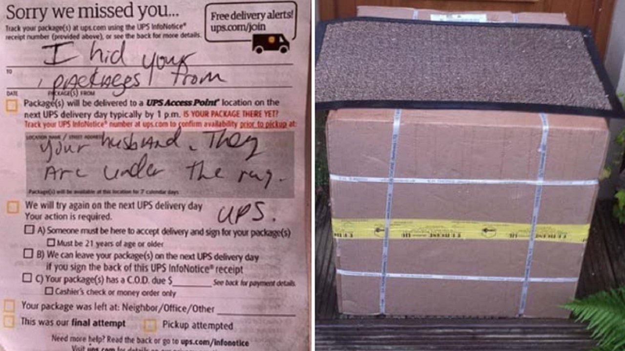 UPS Driver Hides Box for Mom