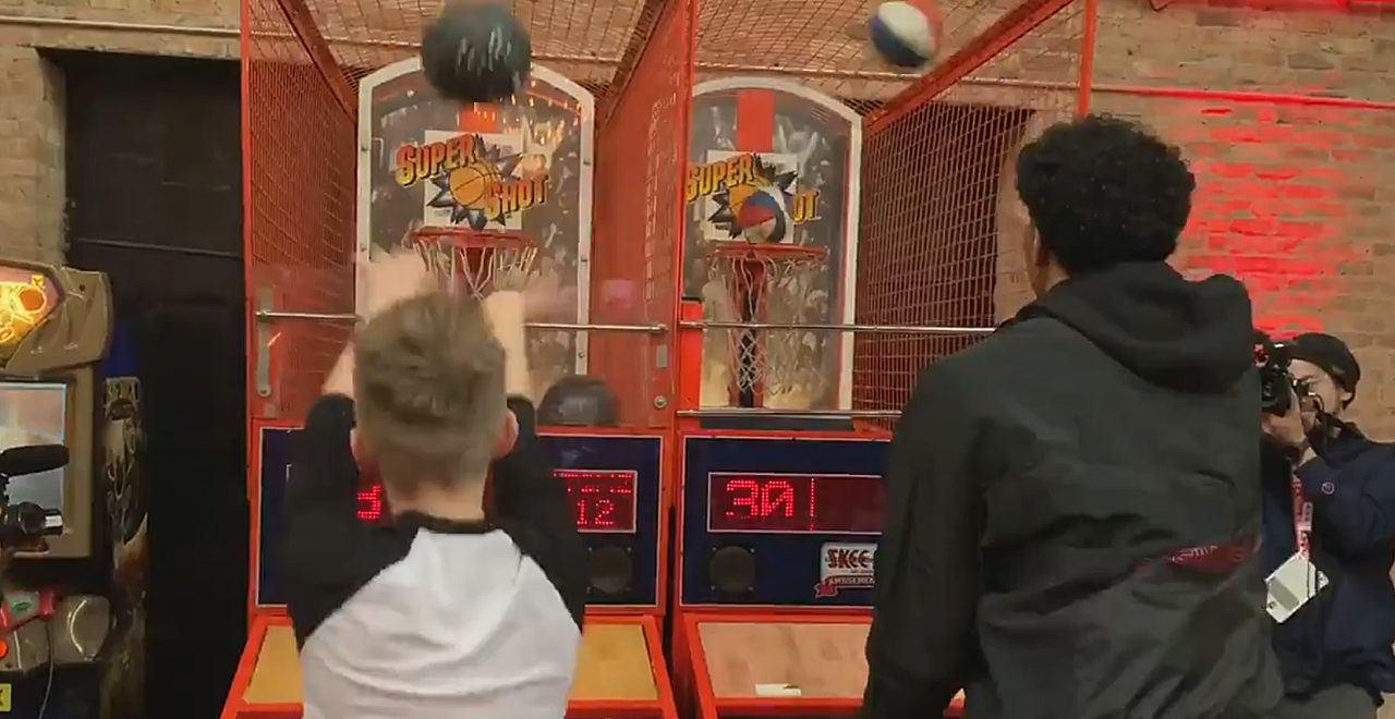 Kid Beats Rui Hachimura at Pop-A-Shot