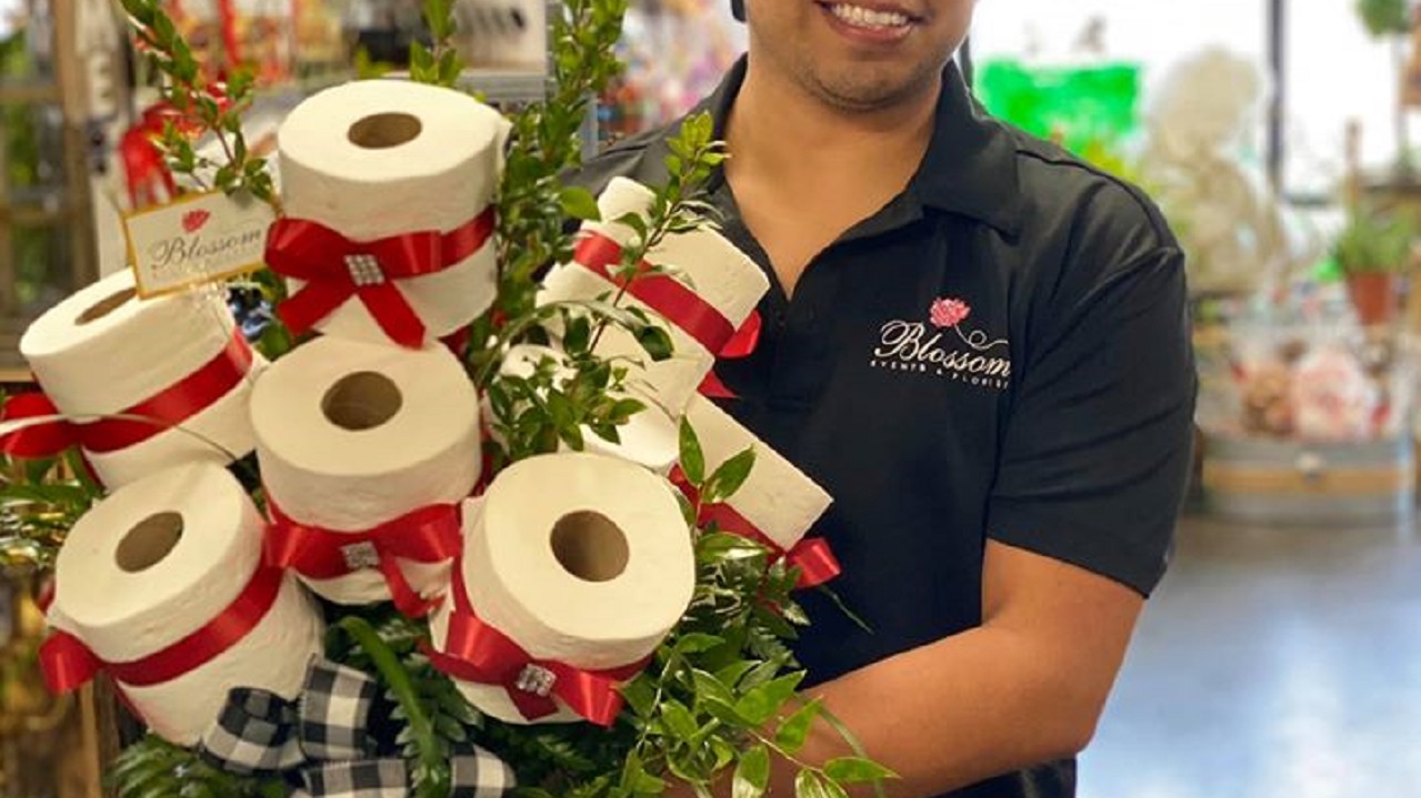 Toilet Paper Flower Arrangement