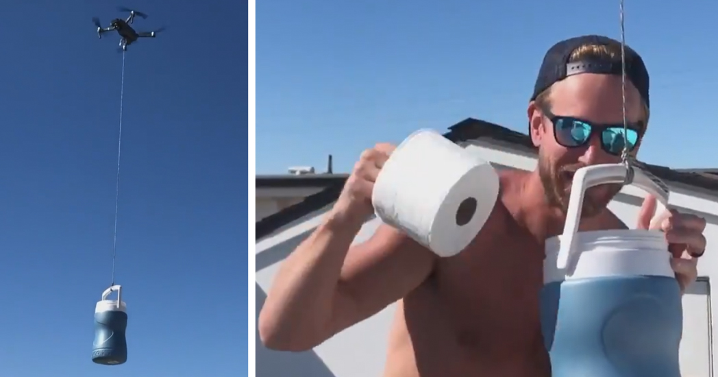 Drone Delivers Toilet Paper