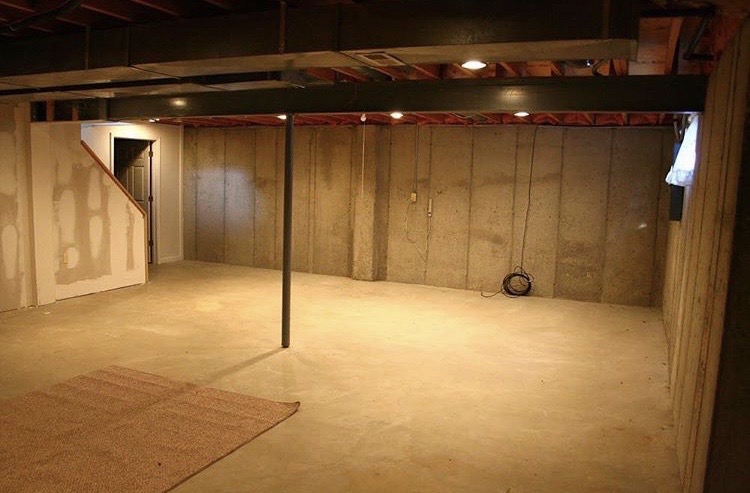 Before: how to stain concrete floors - diy basement upgrade for cheap