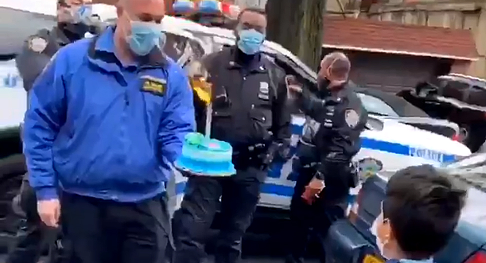 Police Bring Cake to Quarantined Boy