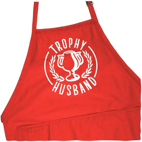 funny grilling aprons for men: trophy husband