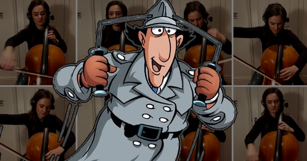 WOWZERS! Inspector Gadget Theme in 8 Cello Parts Played by one Musician