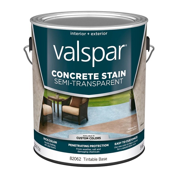 Best products for DIY staining concrete floors: Valspar Semi-Transparent Concrete Stain