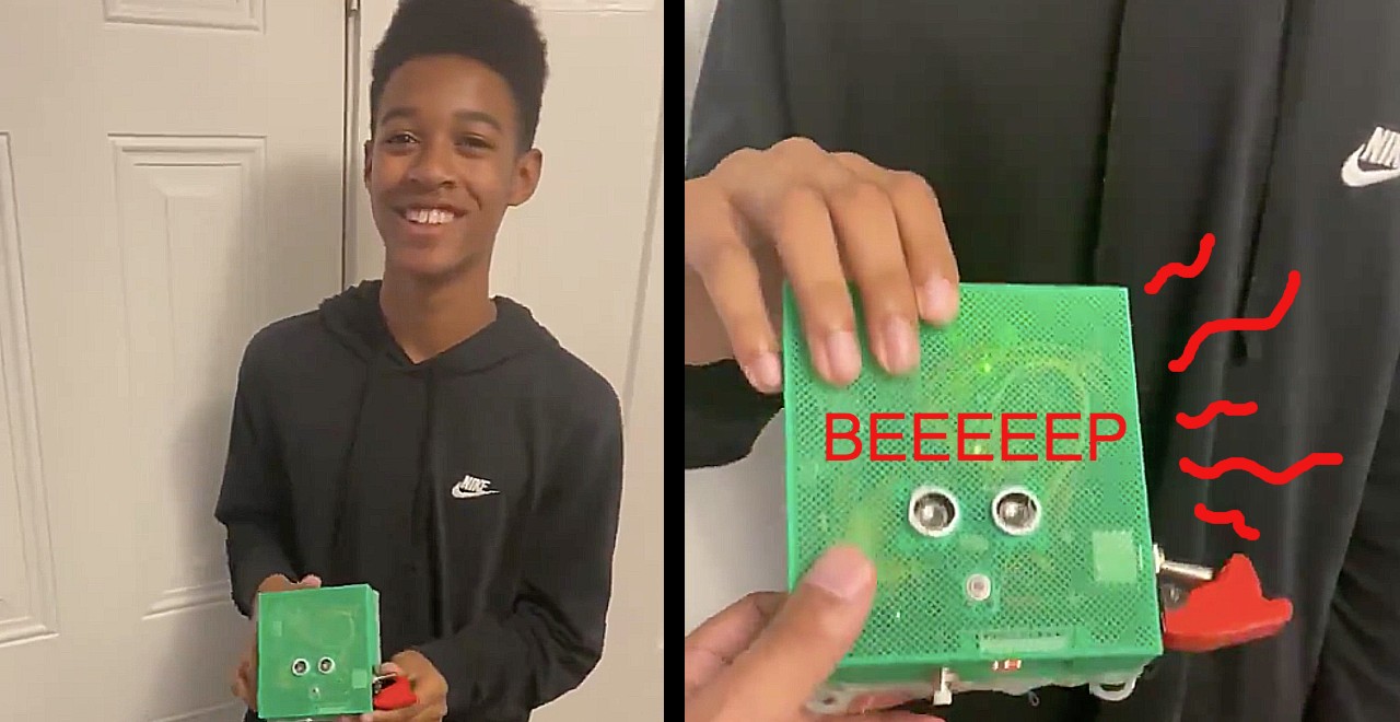 12-Year-Old Proudly Shows Dad His Social Awareness Machine Invention