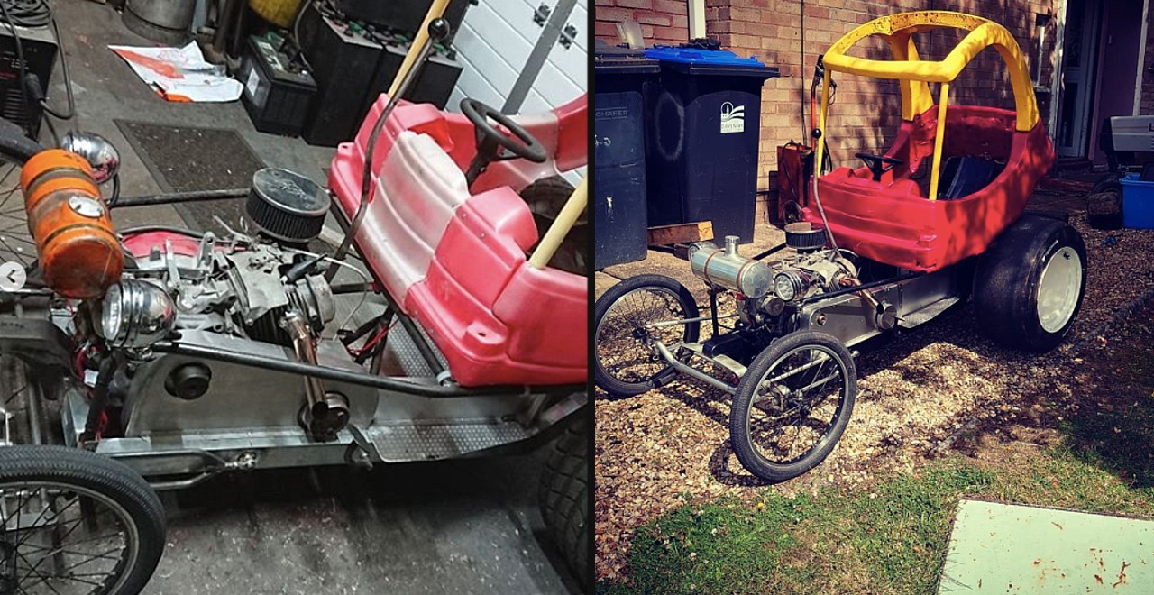 Dad’s Adult-Size Cozy Coupe Rules the Road at 25MPH