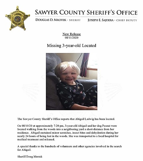 Missing 3-year-old Found