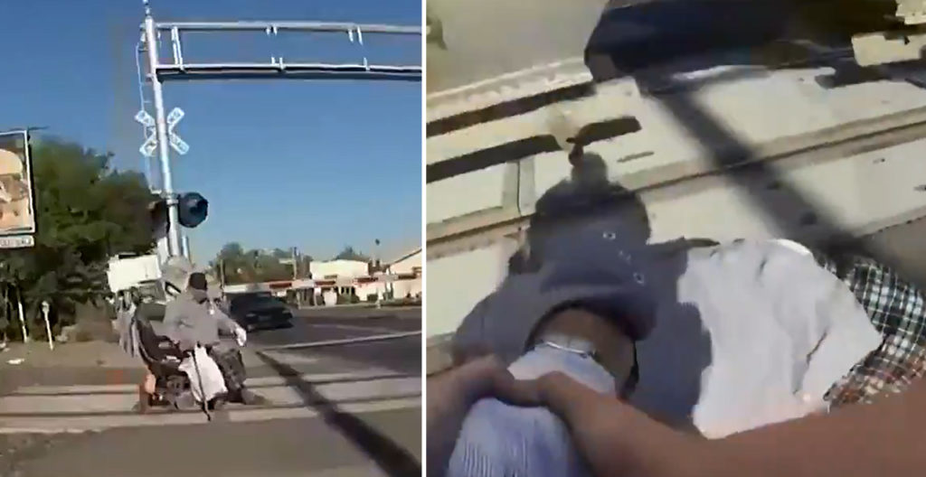 Hero Cop Saves Man Stuck on Train Tracks With Milliseconds to Spare