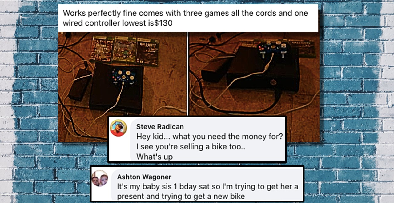 Boy tries to sell xbox to buy sister birthday present